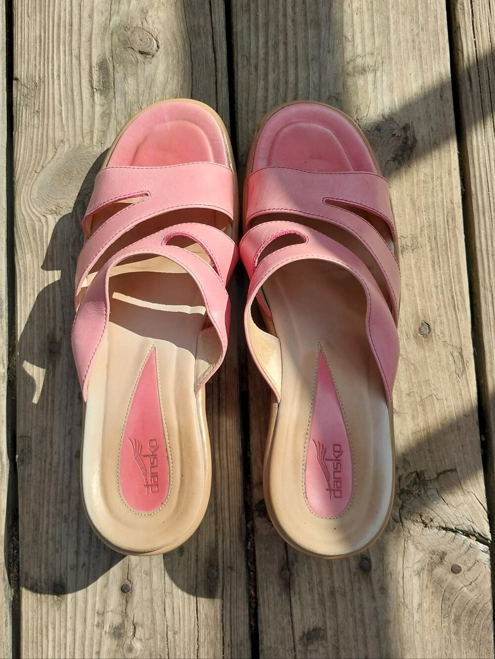 Dansko Pink Leather Slide Clogs - Women's Slip-On Comfort Heels Size 9